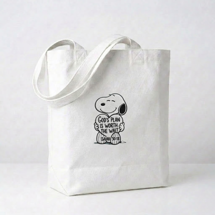 God's Plan Is Worth The Wait Embroidered Tote Bag