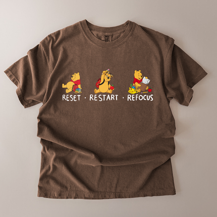 Comfort Colors Reset Restart Refocus Pooh T-Shirt