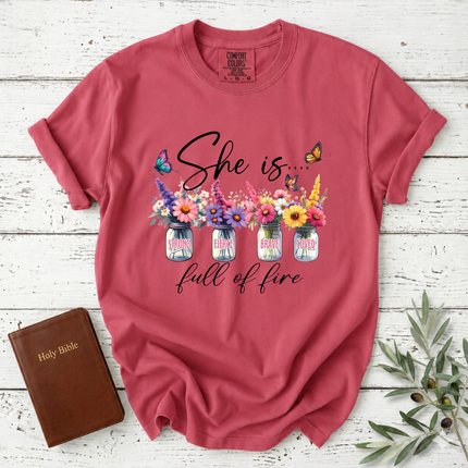 Comfort Colors She Is Full Of Fire Floral T-Shirt