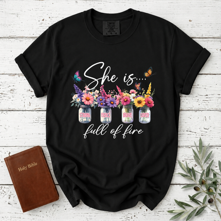 Comfort Colors She Is Full Of Fire Floral T-Shirt