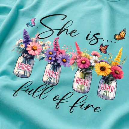 Comfort Colors She Is Full Of Fire Floral T-Shirt