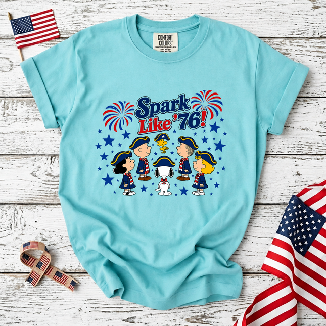 Comfort Colors Spark Like '76 Patriotic Snoopy Historical Friends T-Shirt