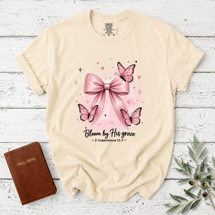 Comfort Colors Bloom by His Grace Coquette Bow T-Shirt
