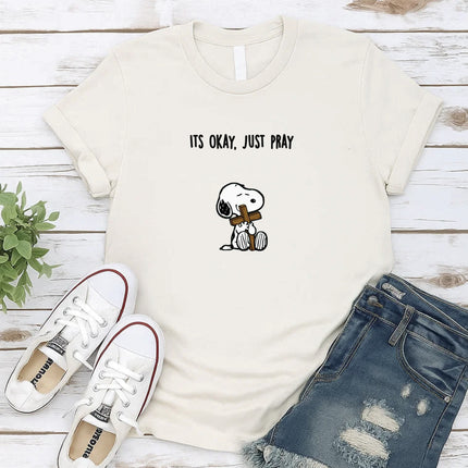 Comfort Colors It's Okay Just Pray Snoopy Christian T-Shirt