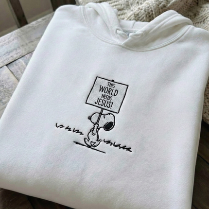 The World Need Jesus Embroidered Hoodie