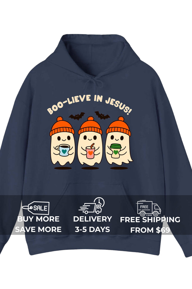 Boo-live in Jesus Cute Ghost Gildan Hoodie