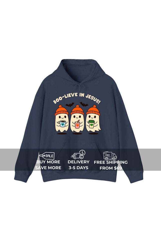 Boo-live in Jesus Cute Ghost Gildan Hoodie
