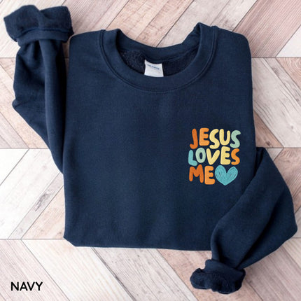 Jesus Loves Me Embroidery Sweatshirt