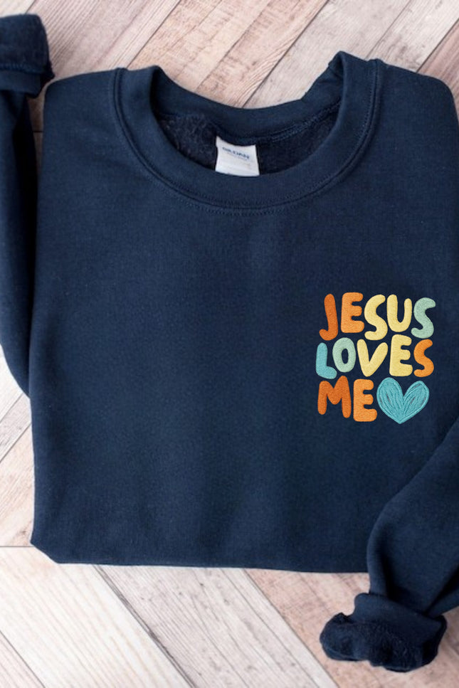 Jesus Loves Me Embroidery Sweatshirt