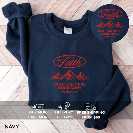Faith Can Move Mountain Embroidery Sweatshirt