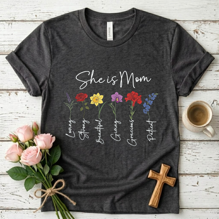 She is Mom Floral Virtues T-Shirt