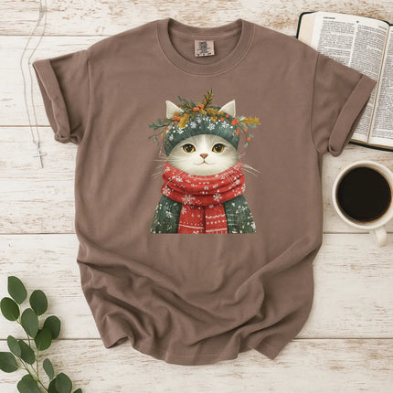Comfort Colors Festive Cat Christmas T-Shirt