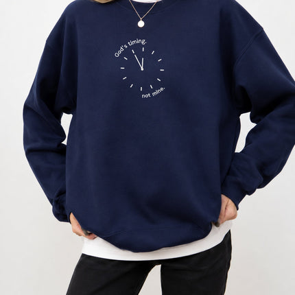 God's Timing Not Mine Embroidered Sweatshirt