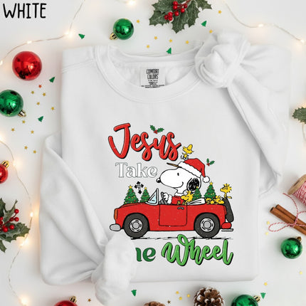 Jesus Takes The Wheel Snoopy Comfort Colors Sweatshirt