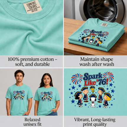 Comfort Colors Spark Like '76 Patriotic Snoopy Historical Friends T-Shirt