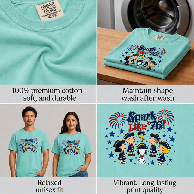 Comfort Colors Spark Like '76 Patriotic Snoopy Historical Friends T-Shirt