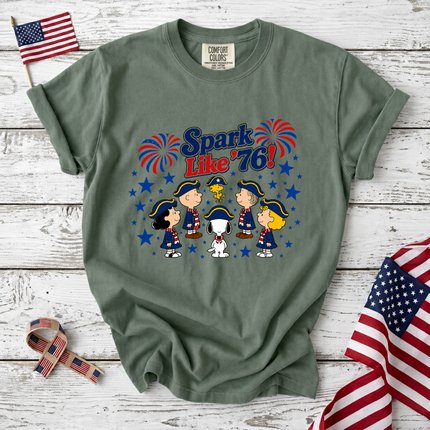 Comfort Colors Spark Like '76 Patriotic Snoopy Historical Friends T-Shirt
