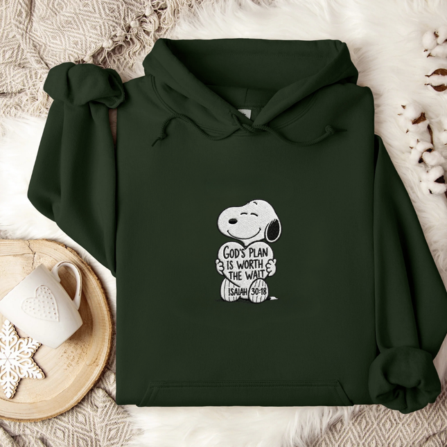 God's Plan Is Worth The Wait Embroidered Hoodie