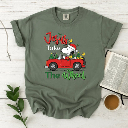 Jesus Takes The Wheel Snoopy Comfort Color T-Shirt