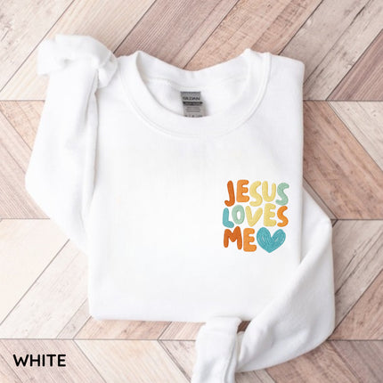 Jesus Loves Me Embroidery Sweatshirt