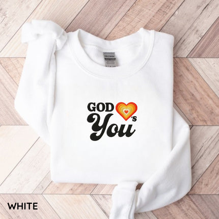 God Loves You Embroidery Sweatshirt