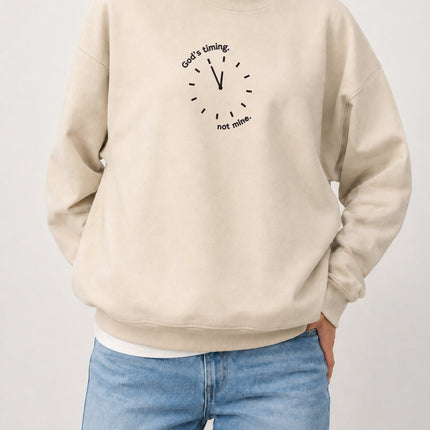 God's Timing Not Mine Embroidered Sweatshirt
