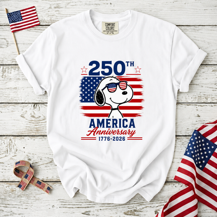 Comfort Colors 250th America Anniversary Patriotic Snoopy Sunglasses T-Shirt
