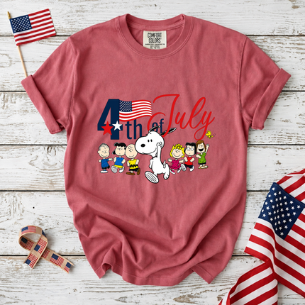 Comfort Colors 4th of July Patriotic Snoopy Friends Parade T-Shirt