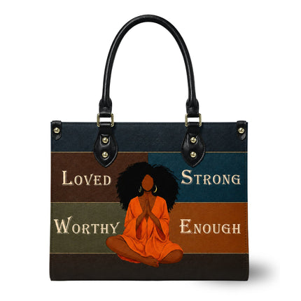 Personalized Loved Strong Worthy Enough Leather Handbag