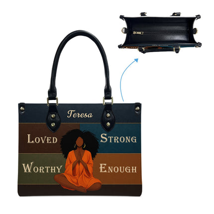 Personalized Loved Strong Worthy Enough Leather Handbag