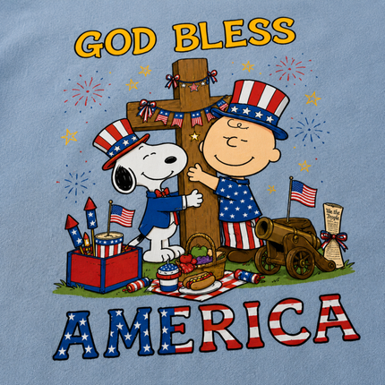 Comfort Colors God Bless America Patriotic Friends Cross T-Shirt