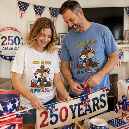 Comfort Colors God Bless America Patriotic Friends Cross T-Shirt
