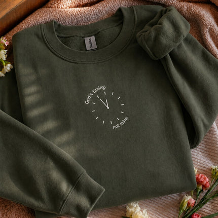 God's Timing Not Mine Embroidered Sweatshirt