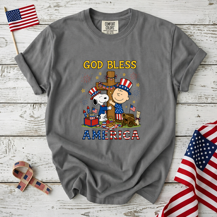 Comfort Colors God Bless America Patriotic Friends Cross T-Shirt
