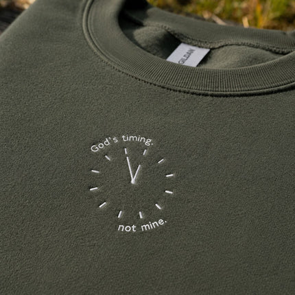 God's Timing Not Mine Embroidered Sweatshirt