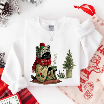 Cat with Tea Sweatshirt