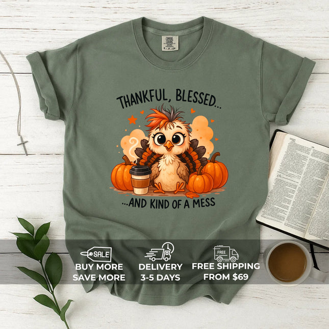 Comfort Colors Thankful and Blessed T-Shirt