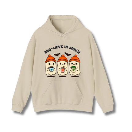 Boo-live in Jesus Cute Ghost Gildan Hoodie