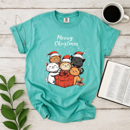 Comfort Colors Happy Meowy Christmas T-Shirt