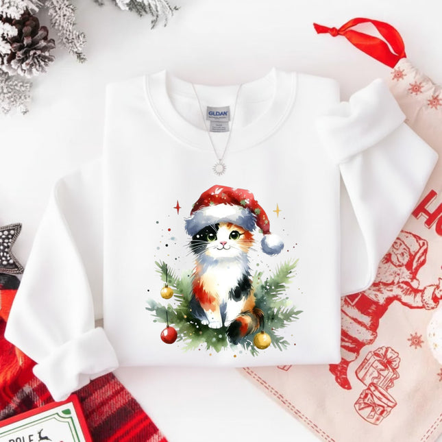 Watercolors Cat Christmas Sweatshirt