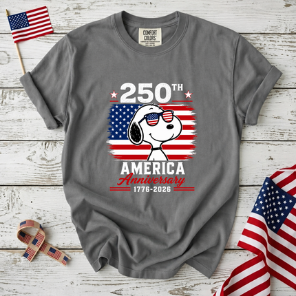 Comfort Colors 250th America Anniversary Patriotic Snoopy Sunglasses T-Shirt