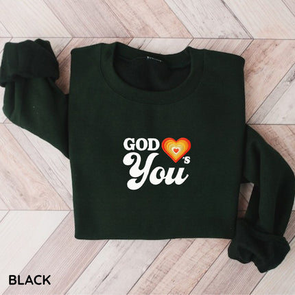 God Loves You Embroidery Sweatshirt