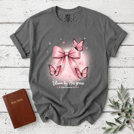 Comfort Colors Bloom by His Grace Coquette Bow T-Shirt