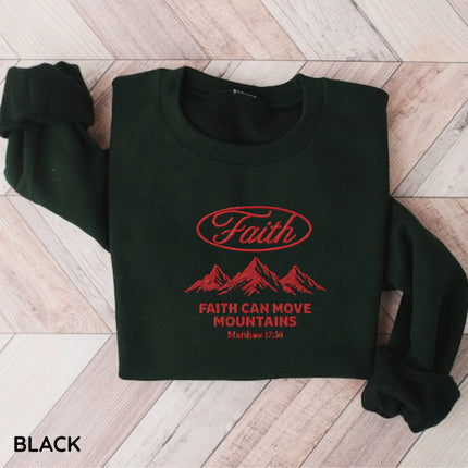 Faith Can Move Mountain Embroidery Sweatshirt