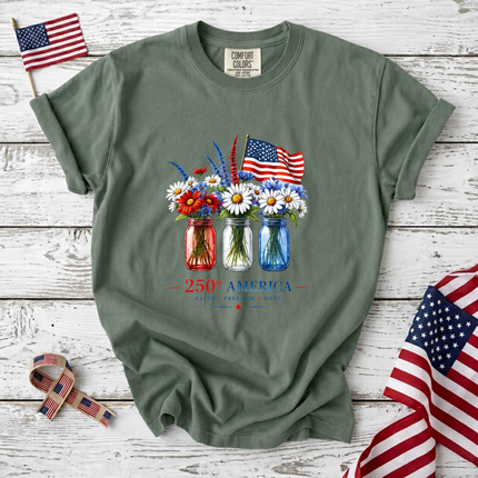 Comfort Colors 250th America Faith Freedom Hope Mason Jars T-Shirt