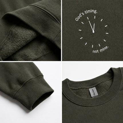 God's Timing Not Mine Embroidered Sweatshirt