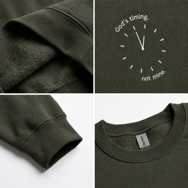 God's Timing Not Mine Embroidered Sweatshirt