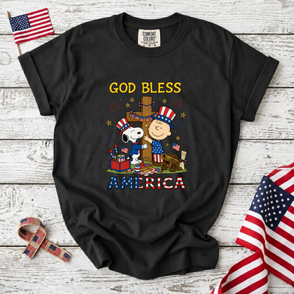 Comfort Colors God Bless America Patriotic Friends Cross T-Shirt