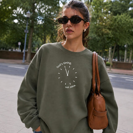 God's Timing Not Mine Embroidered Sweatshirt