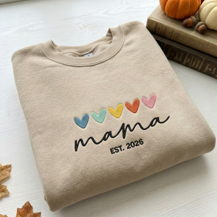 Mama with hearts Embroidered Sweatshirt